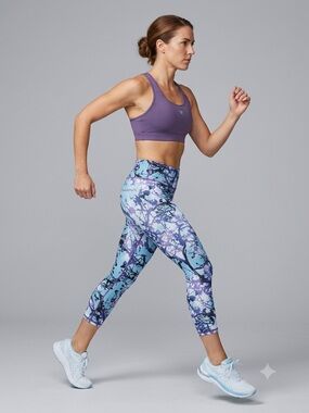 Kyodan  Reversible Purple & Blue Printed Capri Leggings